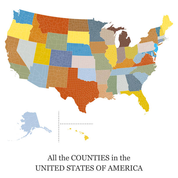 미국에 있는 모든 군의 지도 - california map counties county stock illustrations