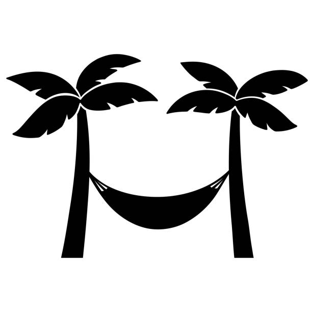 ilustrações de stock, clip art, desenhos animados e ícones de hammock between palm trees - hammock