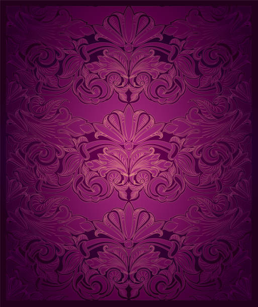 Royal Vintage Elegant Vertical Background In Purple With Gold Stock  Illustration - Download Image Now - iStock