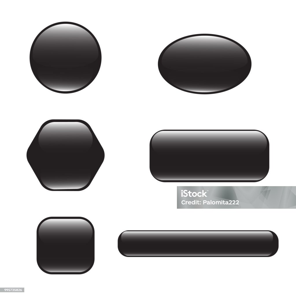 Edit Button Rounded Square Set Of Black Square And Rounded Button Stock Illustration - Download ...