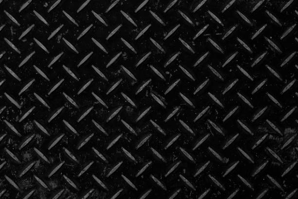 schwarz metall rautenmuster platte und nahtlose hintergrund - diamond plate stock-fotos und bilder