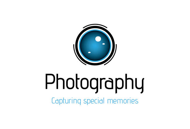 Camera lens logo design This logo features a camera or video camera lens. Its perfect for a photographer of videographer. head and shoulders logo stock illustrations