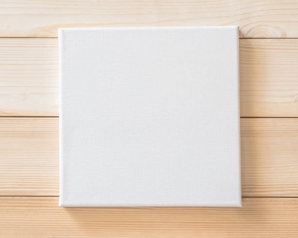 White Blank Canvas Mockup Square Size On Wood Wall For Arts