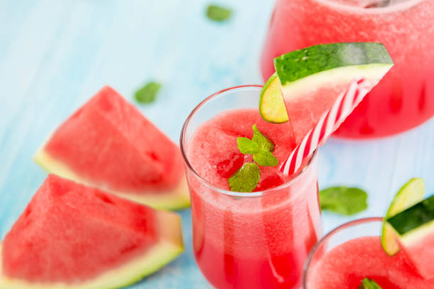 Refreshing cold watermelon juice smoothie drinks for summer