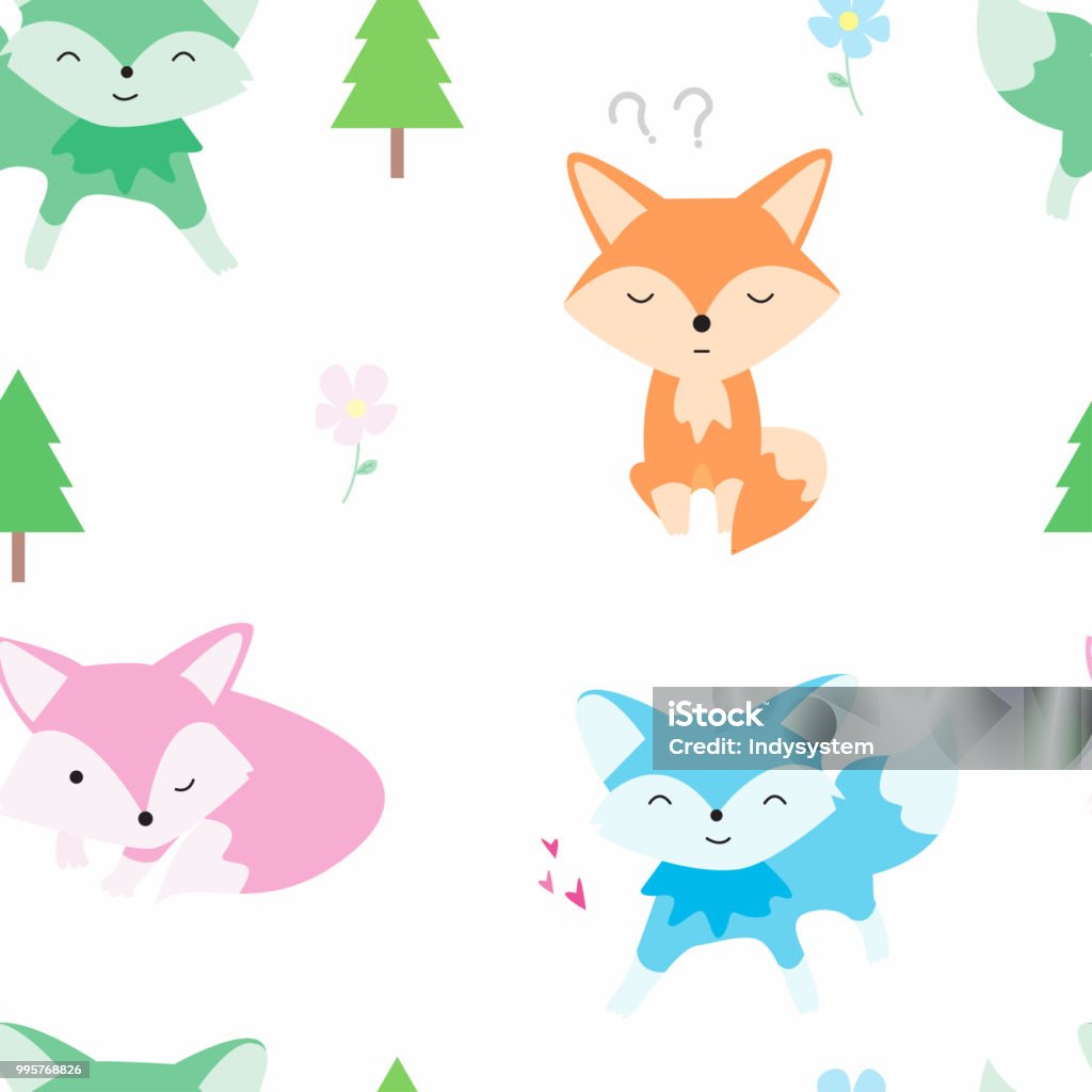 Ilustración de Cute Little Fox Y Árbol De Patrones Sin Fisuras Fox Dibujos  Animados Estilo De Tejido Textil Fondos De Pantalla Fondos De Página Web y  más Vectores Libres de Derechos de