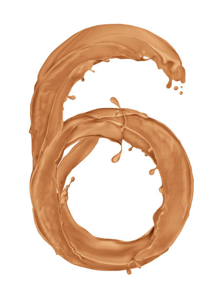 istock Number 6 made from splashes of brown paint on white background 995778986