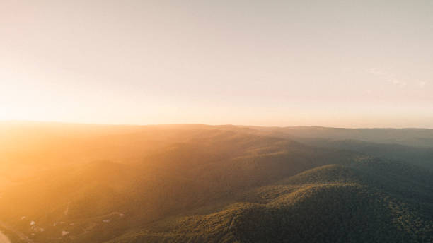 Tree Covered Hills in Great Ocean Road National Park, Australia at Sunset.