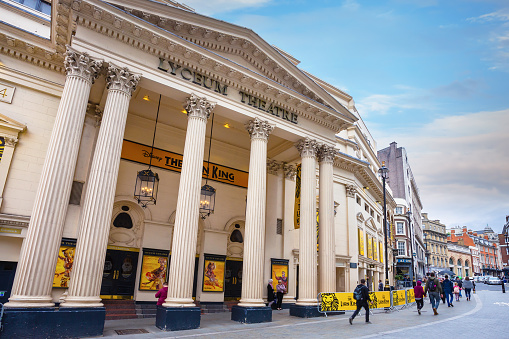LONDON, UNITED KINGDOM - MAY 12 2018: The Lyceum Theatre is a 2,100-seat West End theatre located in the City of Westminster, on Wellington Street