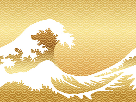 Japanese style seamless great wave in a vintage style, vector illustration. Horizontally repeatable.