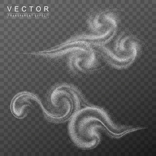 Vector illustration of Abstract blizzard, snow storm and whirlwind. Dynamic 3d elements
