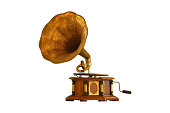 Ancient Turntables isolated on the white background. (Clipping path)