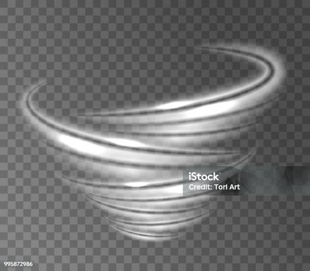 Abstract Vortex Tornado On Transparent Background Effect Of Whirlwind Hurricane Storm Twister And Blizzard Funnel Stock Illustration - Download Image Now