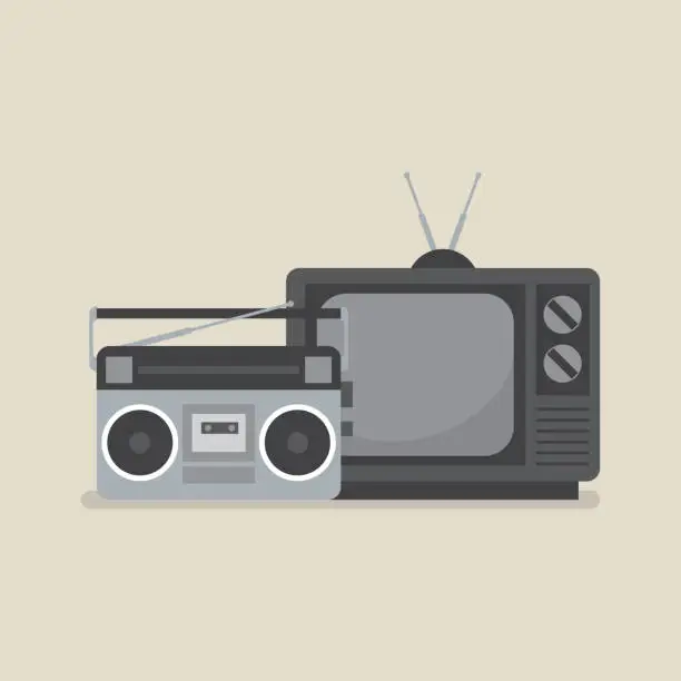 Vector illustration of Retro television and radio