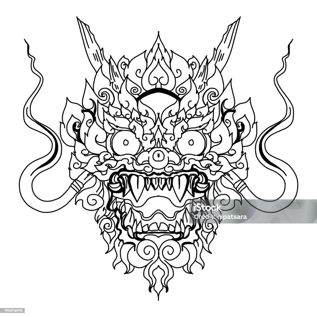 Mặt Nạ Quỷ Thái Và Phong Cách Line Thai Vẽ Tay Và Vẽ Nguệch Ngoạc Hình Xăm Mặt  Nạ Khỉ Hình Minh Họa Sẵn Có - Tải Xuống Hình Ảnh Ngay Bây