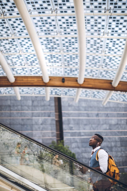 Man on the moving stairs