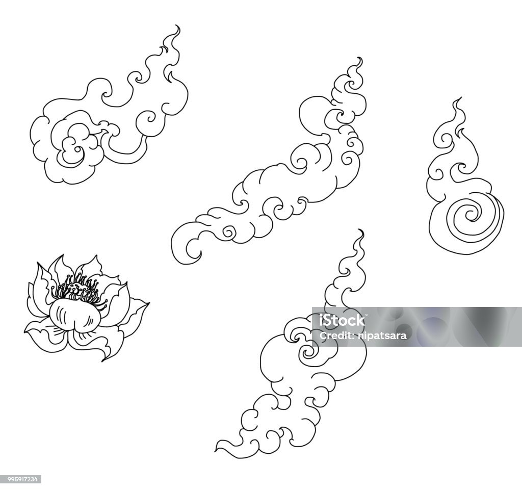 Hình Xăm Và Nhãn Dán Để In Gold Line Thái Lửa Và Hình Xăm Mây Tay ...