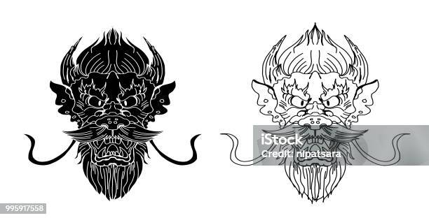 Chinese Dragon Tattoohand Drawn Zentangle Style Chinese Dragon And Silhouette For Tattoo Stock Illustration - Download Image Now