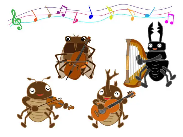 Vector illustration of insect music