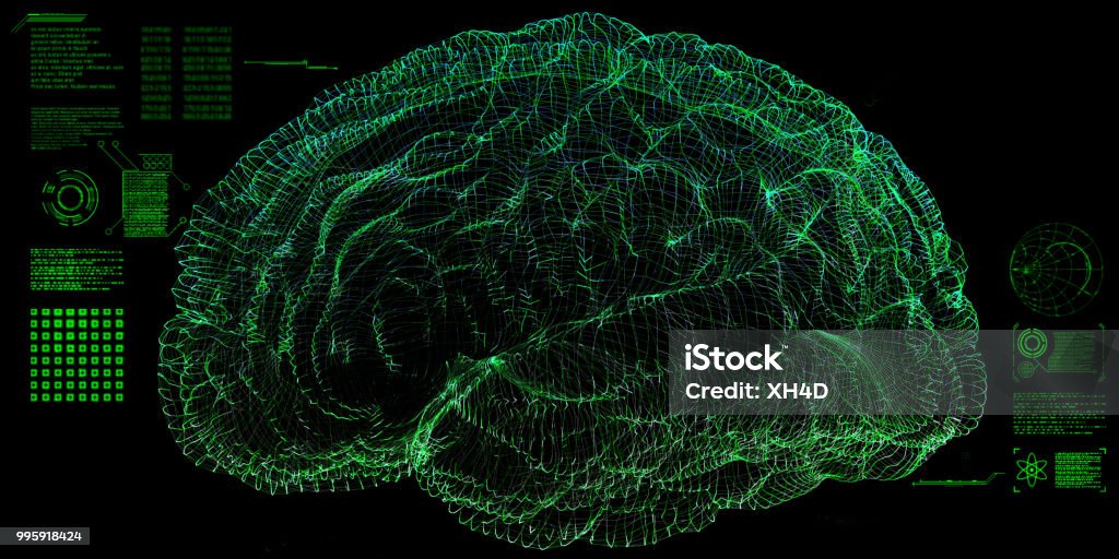 Deep learning Brain Wave, USA, Artificial Intelligence, Globe - Navigational Equipment, Data Brain Stock Photo