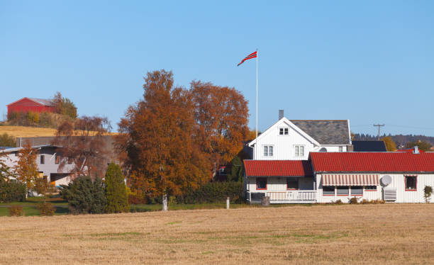 istock Norwegian landscape with wooden houses 995920802