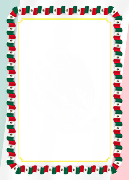 istock Frame and border of ribbon with Mexico flag, template elements for your certificate and diploma. Vector 995921504