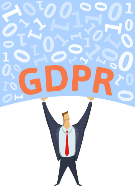 istock GDPR, General Data Protection Regulation. Strong man holding bulk of digital data above his head on white background. Flat vector illustration. Vertical 995937018