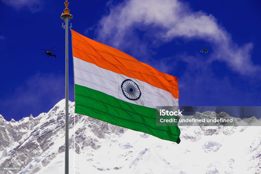 Image Of Indian Flag With Mountain As A Background Stock Photo - Download  Image Now - Indian Flag, Mountain, Animal Back - iStock