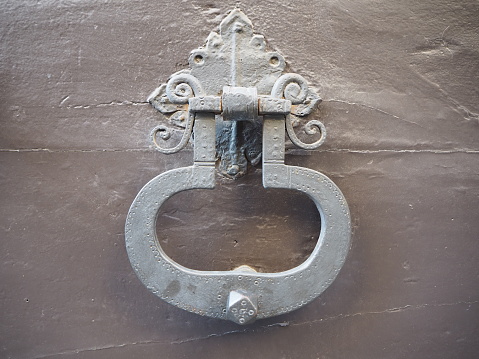 Door knocker on the front door of the Italian building