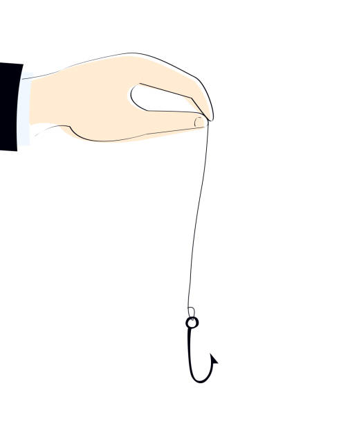 Businessman hand holding hook on white background vector art illustration