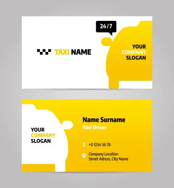 Vector illustration of Taxi business or visiting card.