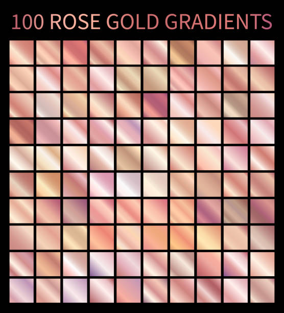 Rose Gold gradients Rose Gold gradients collection for design. Collection of shiny pink rose gold gradient illustrations for backgrounds, cover, frame, ribbon, banner, label, flyer, card, poster etc. bronze alloy illustrations stock illustrations