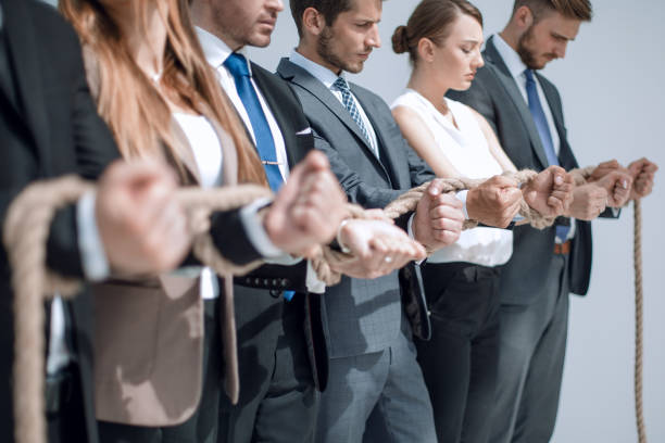 istock close up.the business team associated with a strong rope 995983018