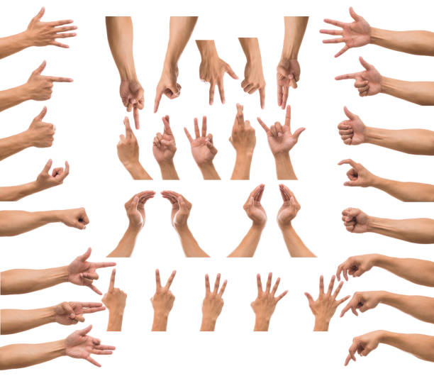 istock Various gesture of Men hand over white background, include clipping path 995983034