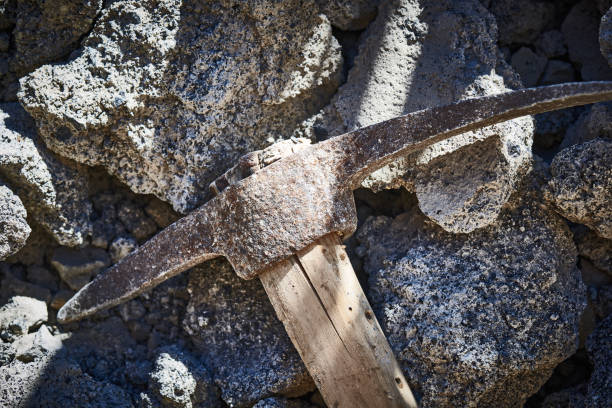 Close-Up Of Pickaxe on the ground