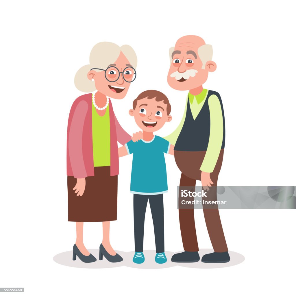 Grandfather Grandmother And Grandson Stock Illustration - Download Image  Now - Grandfather, Grandparent, Active Seniors - iStock