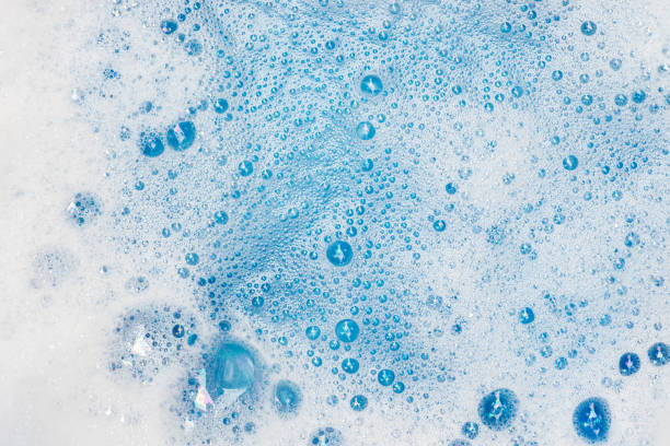 soap foam with bubbles macro background stock photo