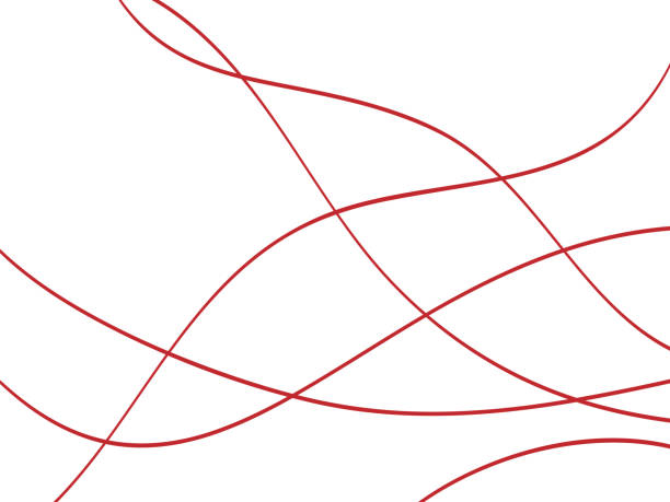 illustrazioni stock, clip art, cartoni animati e icone di tendenza di semplice sfondo pulito sfondo con linee casuali curve rosse su sfondo bianco - design minimalista astratto - silhouette abstract backgrounds design