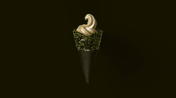 istock Ice Cream with Black Icing and Olive Green Sprinkles 996028122
