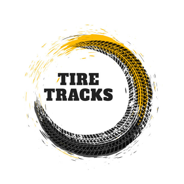 шины трек в стиле круга - dirt road textured dirt mud stock illustrations
