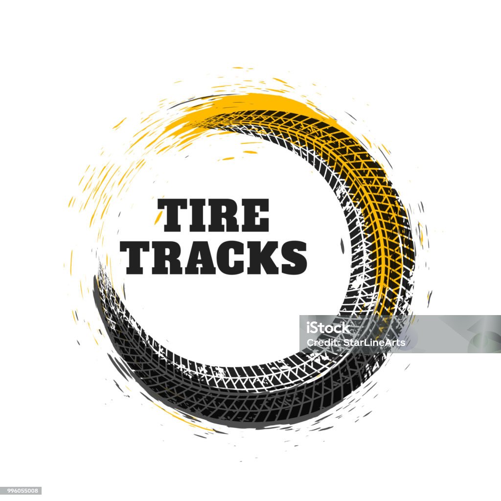 tire track in circle style Tire - Vehicle Part stock vector
