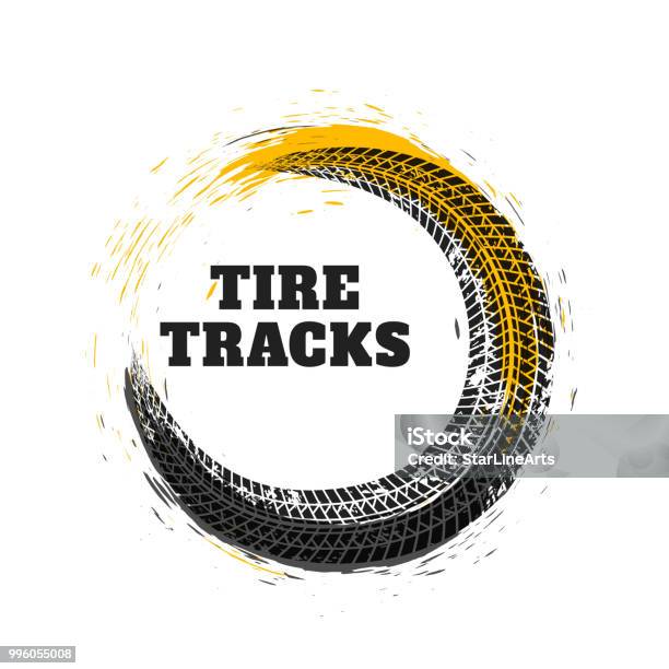 Tire Track In Circle Style Stock Illustration - Download Image Now - Tire - Vehicle Part, Motorcycle, Tire Track