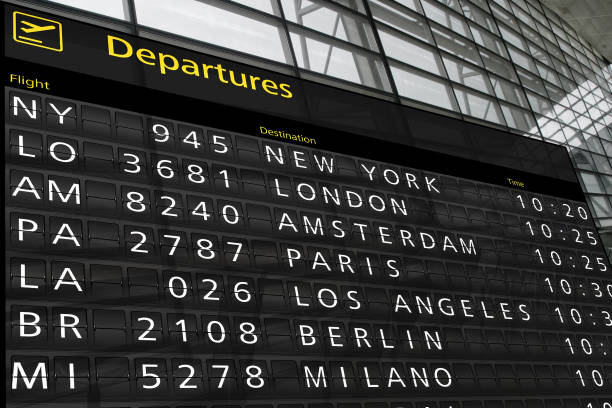 istock Airport terminal arrival departure timetable flight 996080616