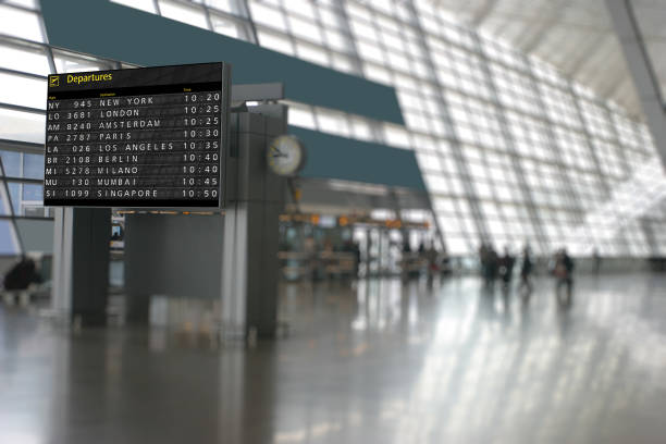 istock Airport terminal arrival departure timetable flight 996082720