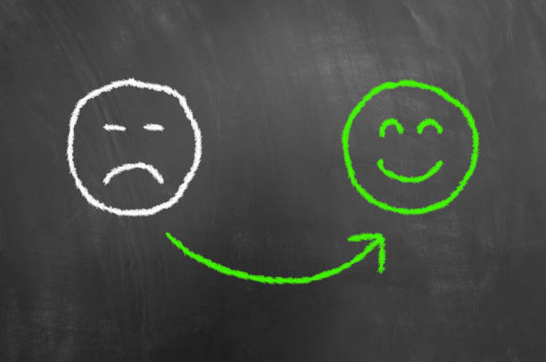 istock Be happy drawing with chalk on blackboard or chalkboard 996084516