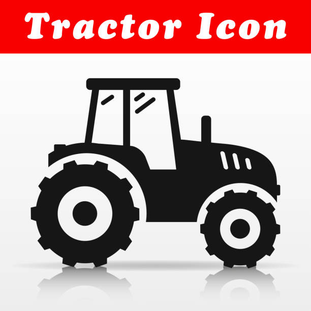 검은 트랙터 벡터 아이콘 디자인 - tractor stock illustrations