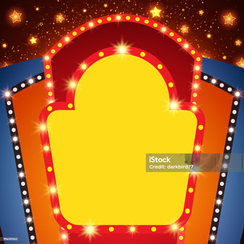 Retro Stage Shining Banner Background Stock Illustration - Download Image  Now - Casino, Stage - Performance Space, Abstract - iStock