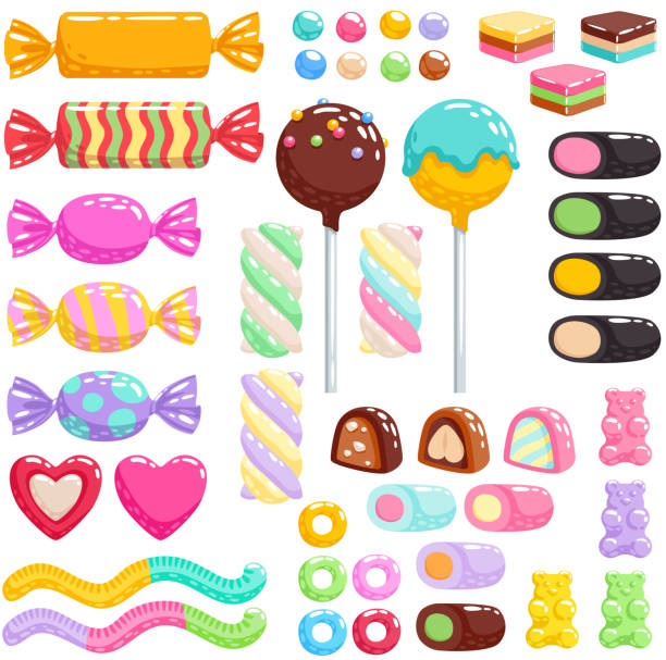 ilustrações de stock, clip art, desenhos animados e ícones de sweets set. assorted candies - doce