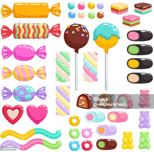 Tatlılar Ayarlayın Çeşitli Şekerler Stok Vektör Sanatı & Şekerleme‘nin Daha Fazla Görseli - Şekerleme, Tatlı yiyecek, Vektör
