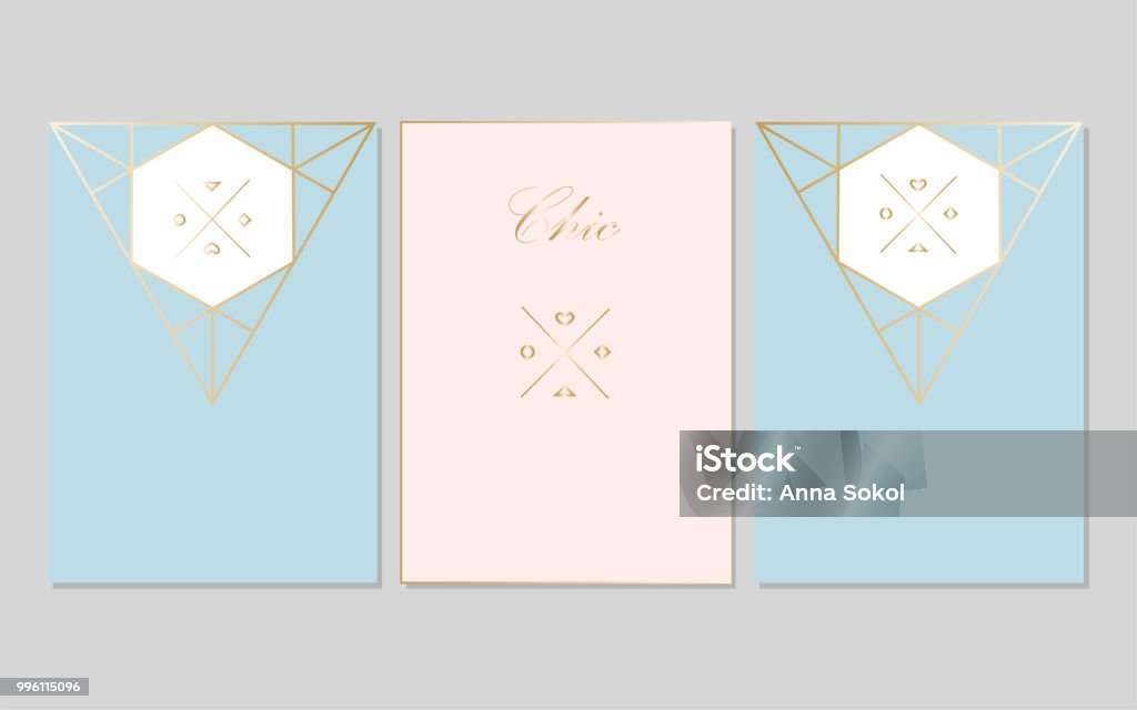 Geometric Card Set Chic Geometric Card Set Stock Illustration - Download Image Now ...