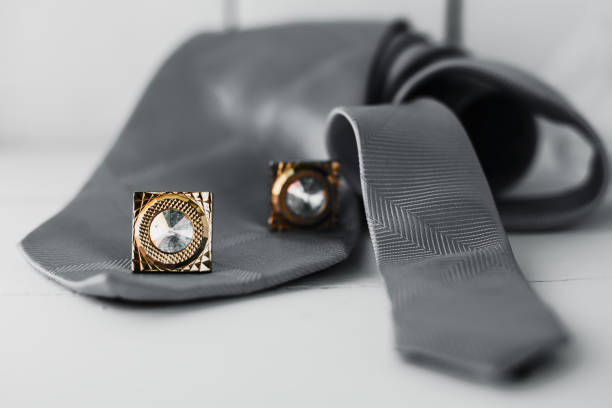 istock Gray necktie and cufflinks 996124820